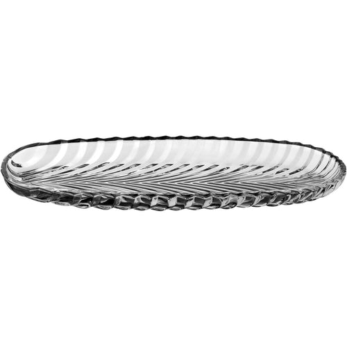 Prato de Bolo Oval Home&Co Eco Crystal 39,5x13,7cm Vidro Transparente