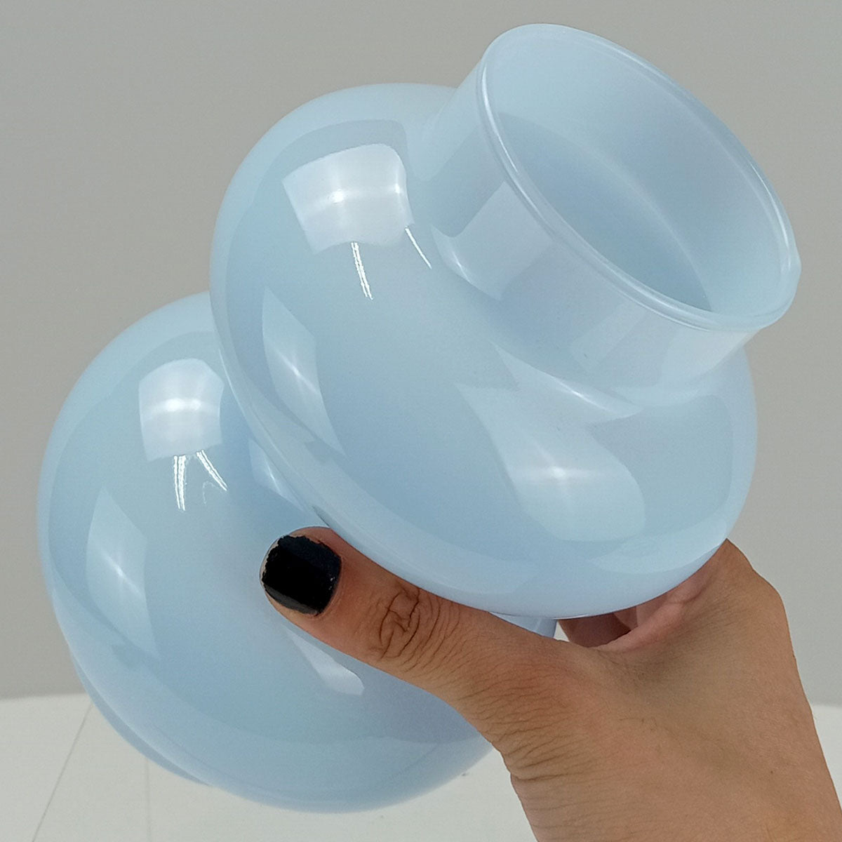 Vaso Decorativo Dois Gomos Home&Co Vidro Leitoso Azul 18x12cm