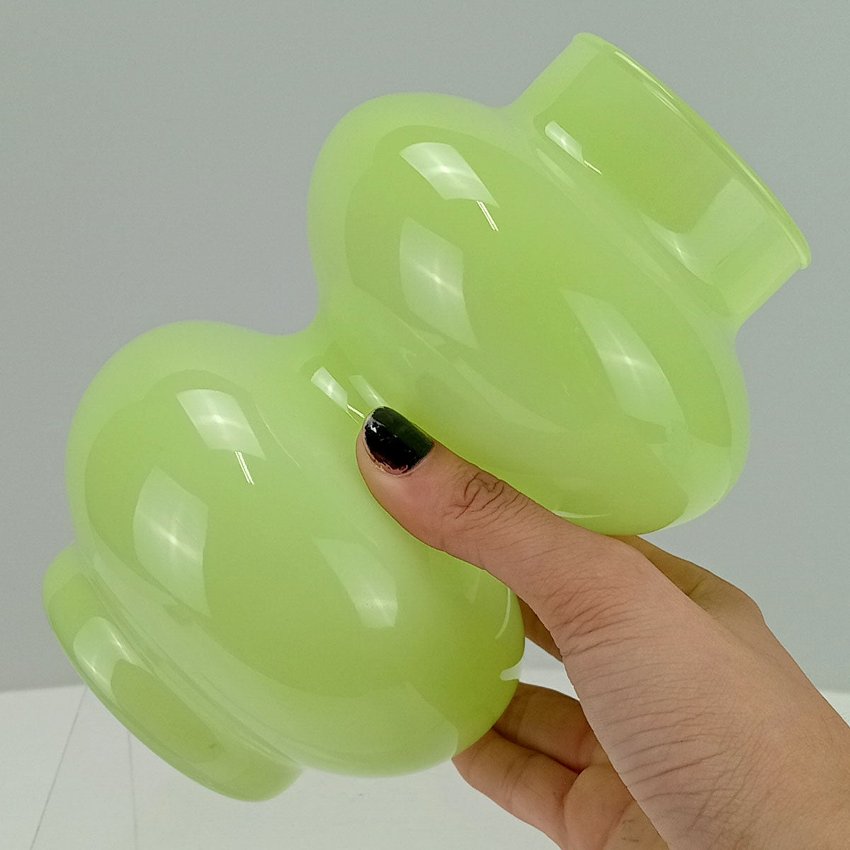 Vaso Decorativo Dois Gomos Home&Co Verde Leitoso Vidro 18x12x12cm