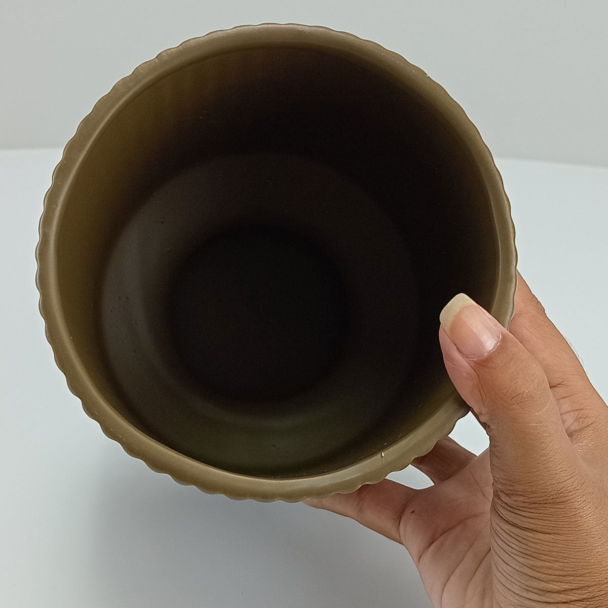 Cachepô Cerâmica Marrom Home&Co 18x14cm para Plantas Decorativas