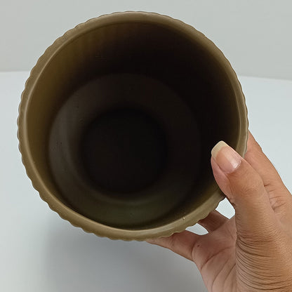 Cachepô Cerâmica Marrom Home&Co 18x14cm para Plantas Decorativas