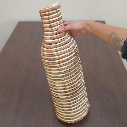 Vaso Decorativo Home&Co Fibra Natural e Metal 52x17x17cm Marrom