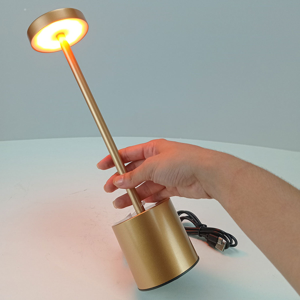 Luminária de Mesa LED USB Home&Co Metal Ouro Rosé 34x8x8cm