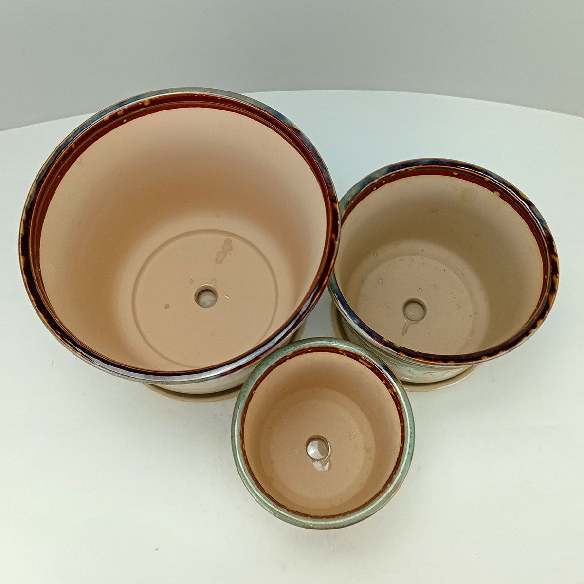 Conjunto de Cachepôs Cerâmica Verde Home&Co - 3 Peças Elegantes