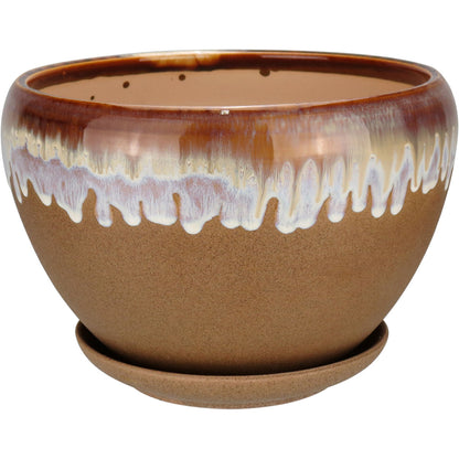 Conjunto de Cachepôs Cerâmica Marrom Home&Co - 3 Peças Decorativas