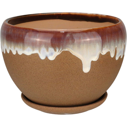 Conjunto de Cachepôs Cerâmica Marrom Home&Co - 3 Peças Decorativas