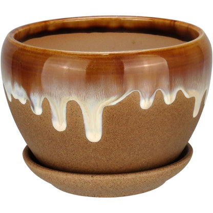 Conjunto de Cachepôs Cerâmica Marrom Home&Co - 3 Peças Decorativas