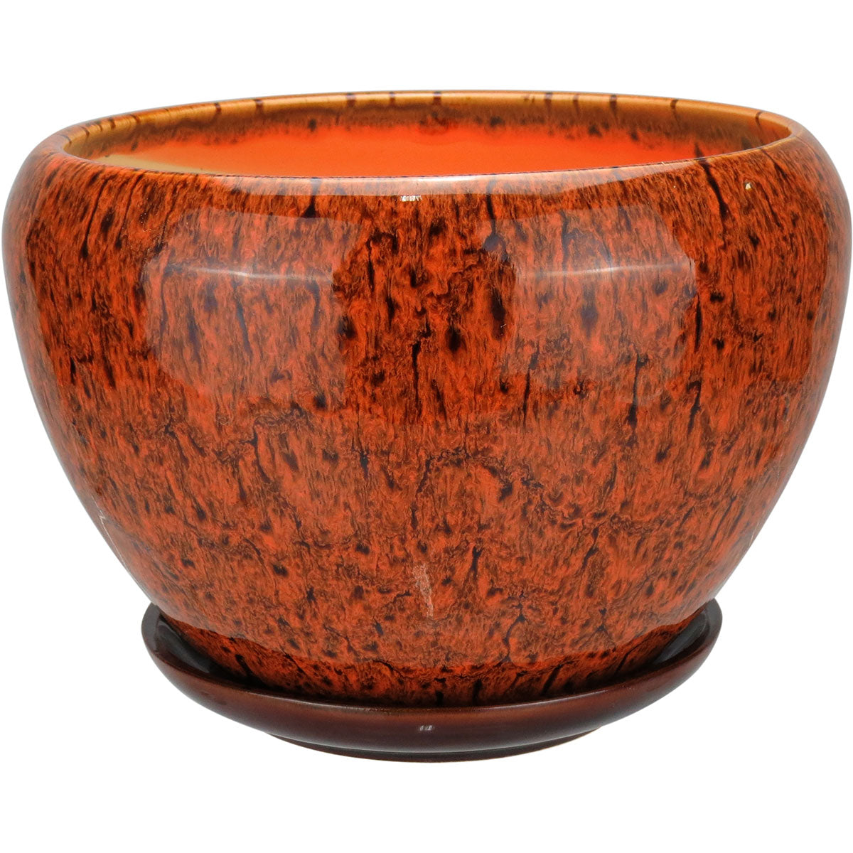 Conjunto de Cachepôs em Cerâmica Laranja Home&Co - 3 Tamanhos