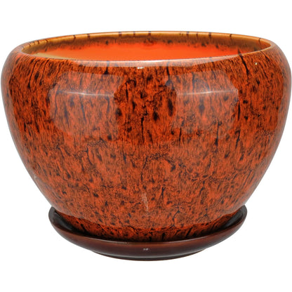 Conjunto de Cachepôs em Cerâmica Laranja Home&Co - 3 Tamanhos