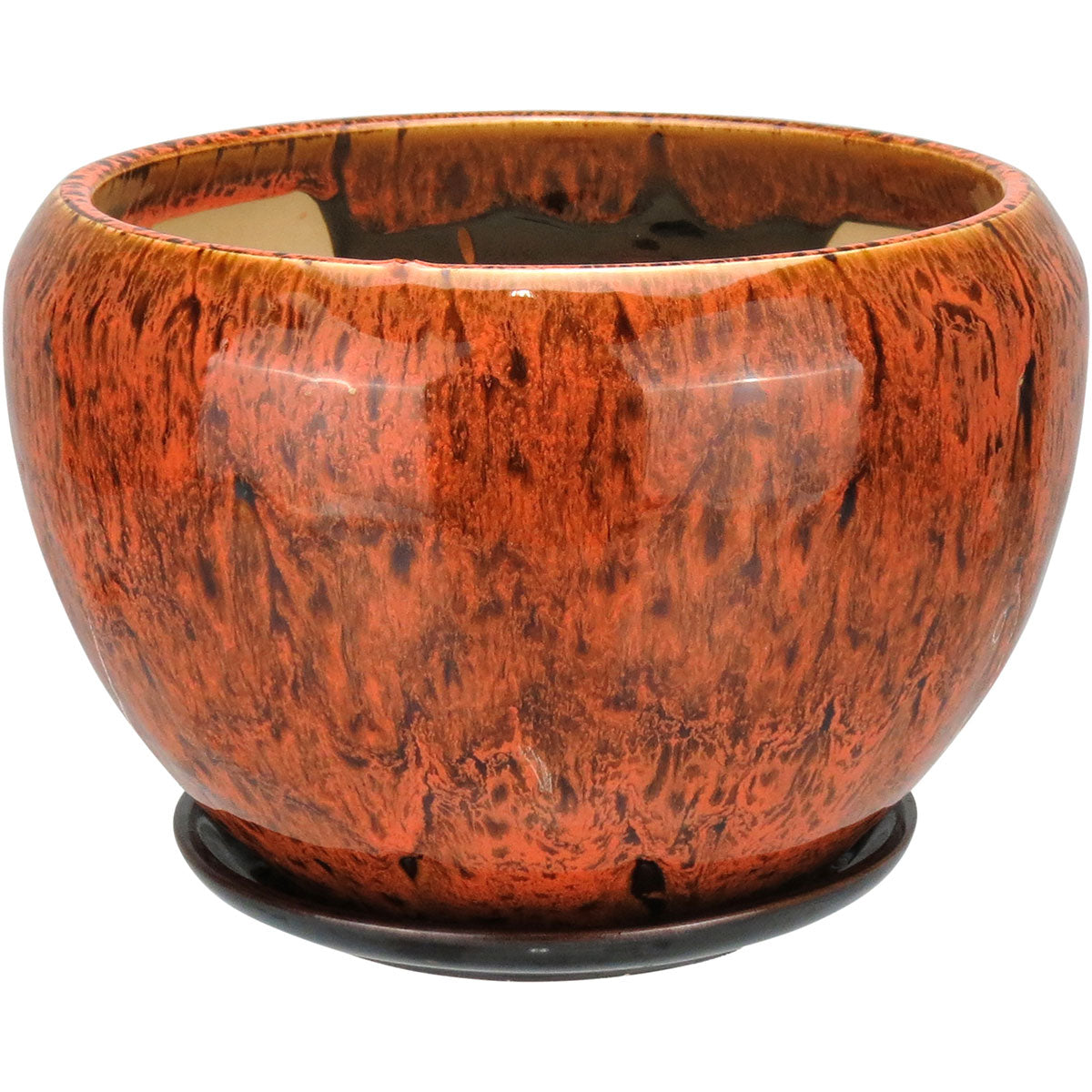 Conjunto de Cachepôs em Cerâmica Laranja Home&Co - 3 Tamanhos