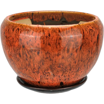 Conjunto de Cachepôs em Cerâmica Laranja Home&Co - 3 Tamanhos