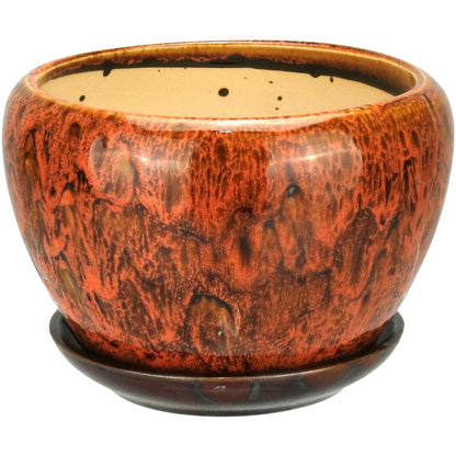 Conjunto de Cachepôs em Cerâmica Laranja Home&Co - 3 Tamanhos