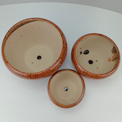 Conjunto de Cachepôs em Cerâmica Laranja Home&Co - 3 Tamanhos