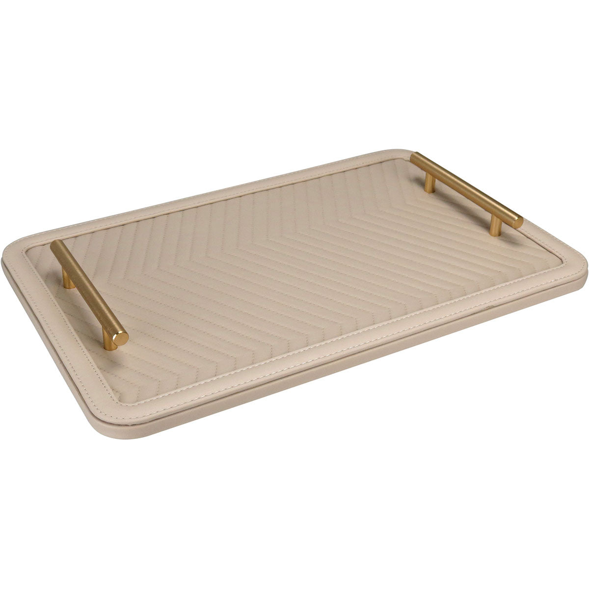 Bandeja Decorativa Retangular Home&Co MDF Nude com Alças Douradas 43x28cm