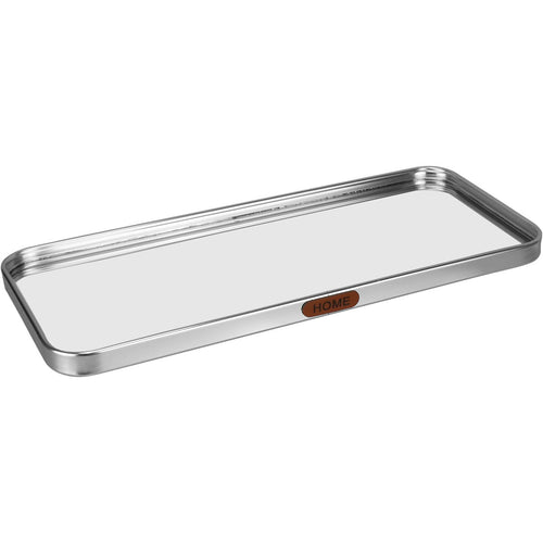 Bandeja Retangular Prata Home&Co com Espelho Metal 35x15cm