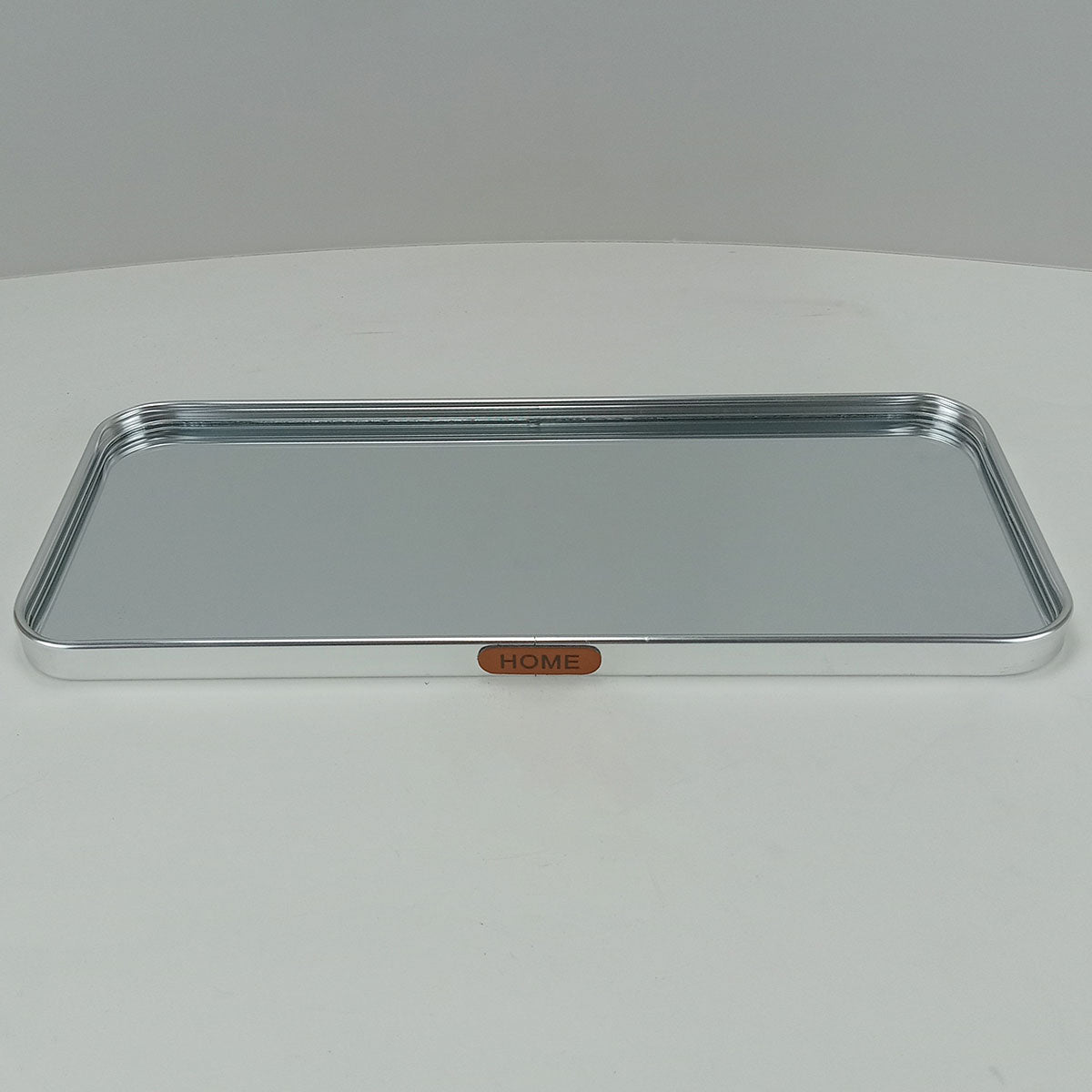 Bandeja Retangular Prata Home&Co com Espelho Metal 35x15cm