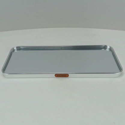 Bandeja Retangular Prata Home&Co com Espelho Metal 35x15cm