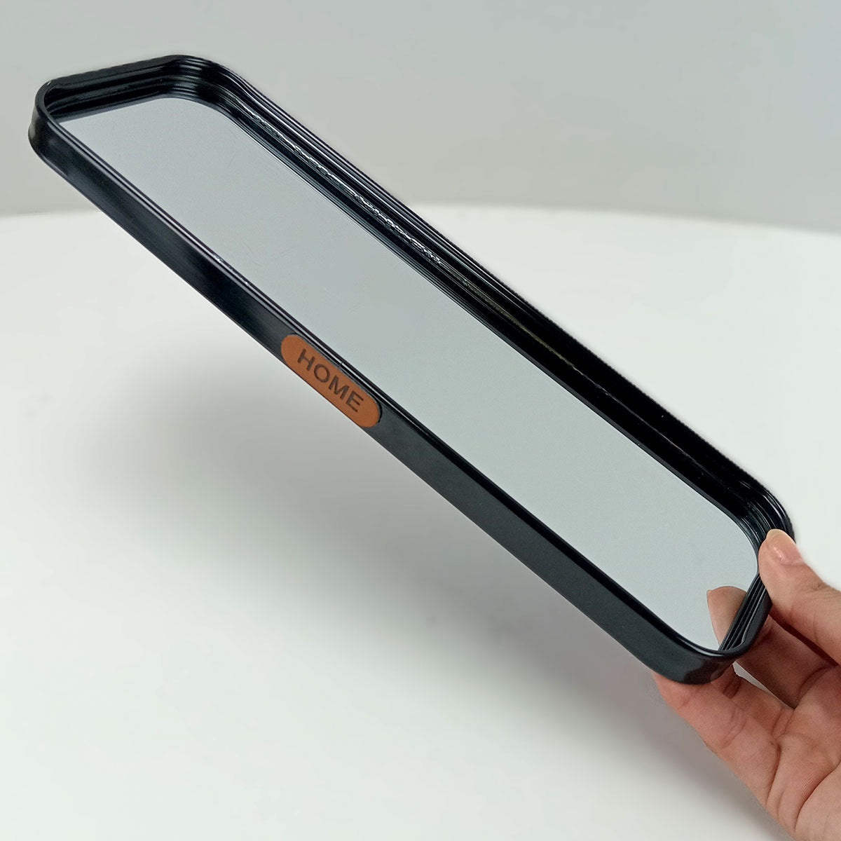 Bandeja Retangular Preta Home&Co com Espelho Metal 35x15cm