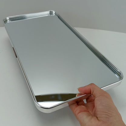 Bandeja Retangular Prata Home&Co com Espelho Metal 40x20cm