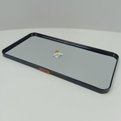 Bandeja Retangular Metal Preta Home&Co com Espelho 40x20cm