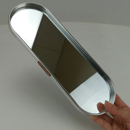 Bandeja Oval de Metal Prata Home&Co com Espelho 30x10cm