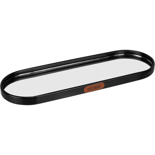 Bandeja Oval Decorativa Home&Co Metal Preto com Espelho 30x10cm