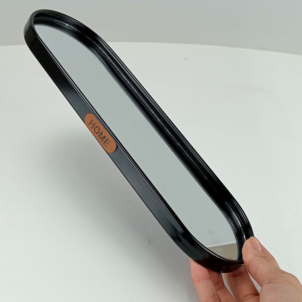 Bandeja Oval Decorativa Home&Co Metal Preto com Espelho 30x10cm