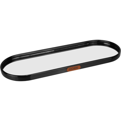 Bandeja Oval Metal Preta Home&Co com Espelho 35x12cm