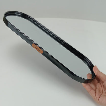 Bandeja Oval Metal Preta Home&Co com Espelho 35x12cm