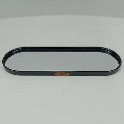 Bandeja Oval Metal Preta Home&Co com Espelho 35x12cm