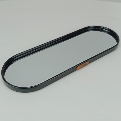 Bandeja Oval Metal Preta Home&Co com Espelho 35x12cm