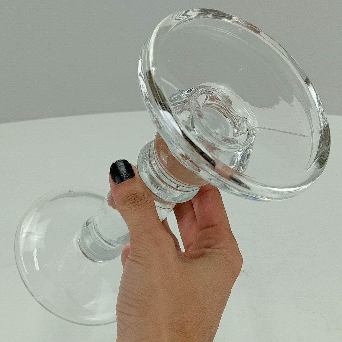 Castiçal Transparente Home&Co Eco Crystal 20cm Vidro 11x11cm