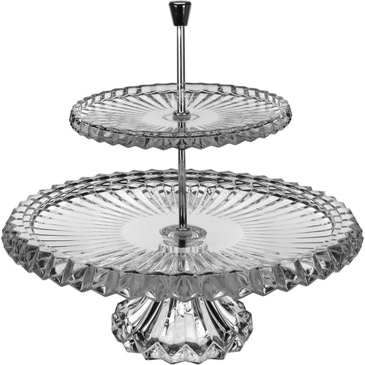 Prato para Doces Dois Níveis Home&Co Eco Crystal 32cm Vidro Transparente