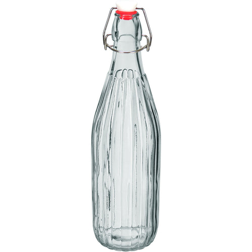 Garrafa de Vidro Home&Co 1L com Tampa Travável Transparente 32x8cm