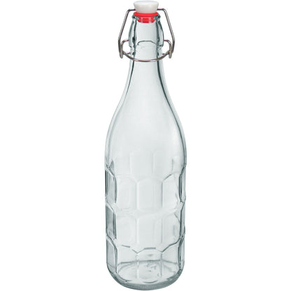 Garrafa de Vidro Home&Co 1L com Trava na Tampa Transparente 32x8cm