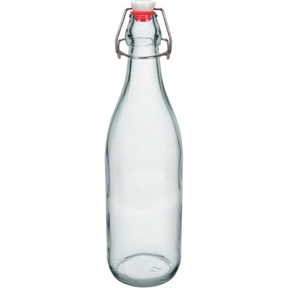 Garrafa de Vidro Home&Co 1L com Tampa Trava Transparente 32x8x8cm