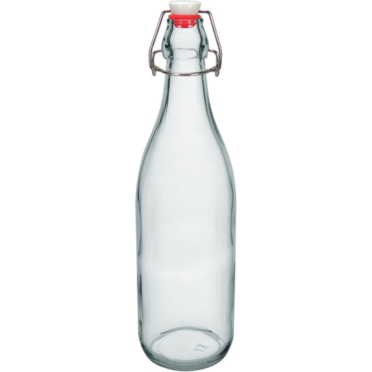 Garrafa de Vidro Home&Co 1L com Tampa Trava Transparente 32x8x8cm