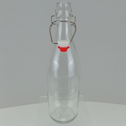 Garrafa de Vidro Home&Co 1L com Tampa Trava Transparente 32x8x8cm