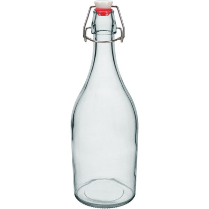 Garrafa de Vidro Home&Co 1L com Trava na Tampa Transparente 29x9x9cm