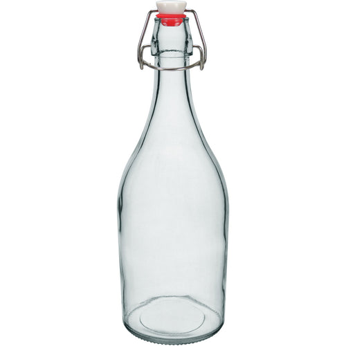 Garrafa de Vidro Home&Co 1L com Trava na Tampa Transparente 29x9x9cm