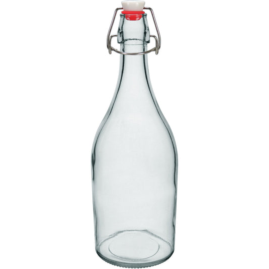 Garrafa de Vidro Home&Co 1L com Trava na Tampa Transparente 29x9x9cm