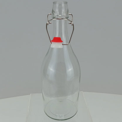 Garrafa de Vidro Home&Co 1L com Trava na Tampa Transparente 29x9x9cm