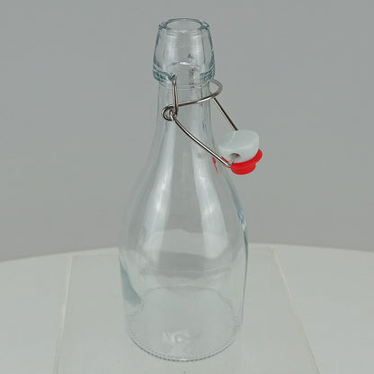 Garrafa de Vidro 350ml Home&Co com Trava na Tampa Transparente