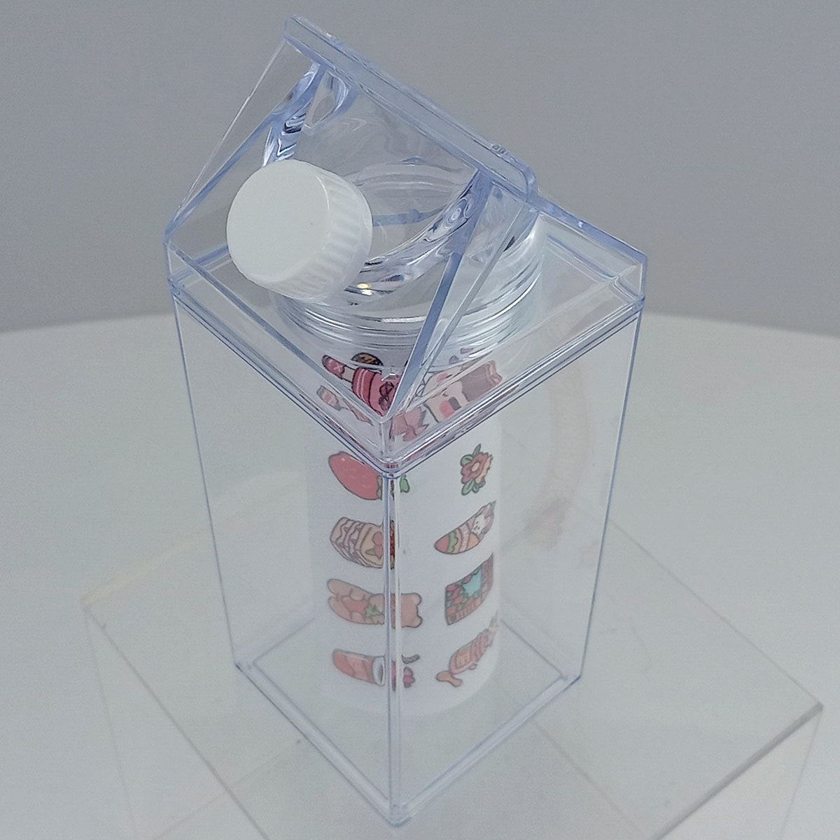 Garrafa de Leite 750ml Home&Co Acrílico Transparente com 2 Tampas