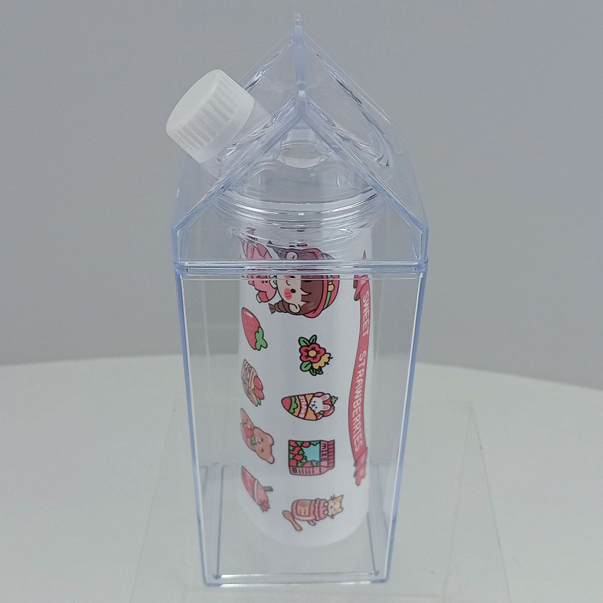 Garrafa de Leite 750ml Home&Co Acrílico Transparente com 2 Tampas