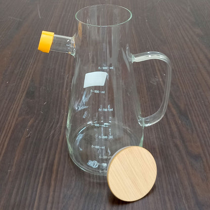 Jarra de Vidro Borossilicato 1L Home&Co com Tampa de Bambu Transparente