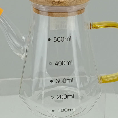 Chaleira de Borossilicato 500ml Home&Co Transparente com Tampa de Bambu
