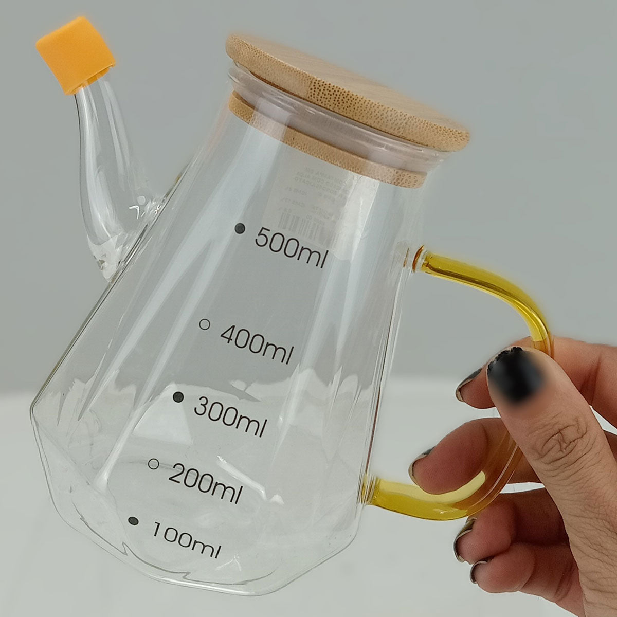 Chaleira de Borossilicato 500ml Home&Co Transparente com Tampa de Bambu