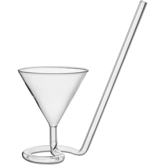 Taça Martini Borossilicato 180ml Home&Co Transparente com Canudo