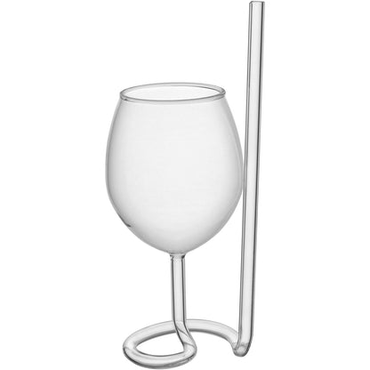 Taça de Vinho Home&Co Borossilicato 300ml Transparente com Canudo